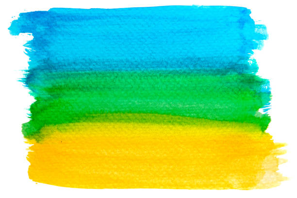 istock Hand painted blue, green and yellow watercolor texture background. 1272213821