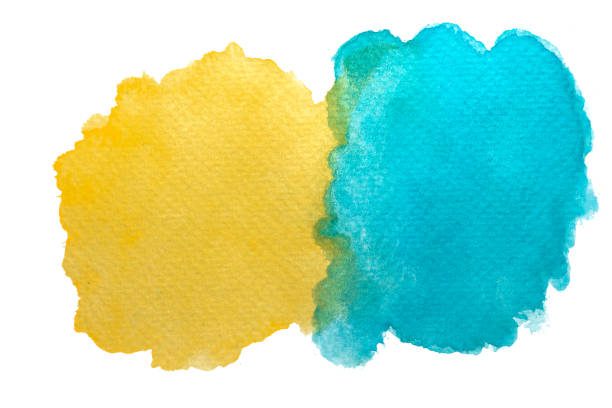 istock Abstract hand painted blue and yellow watercolor texture background. 1272213825