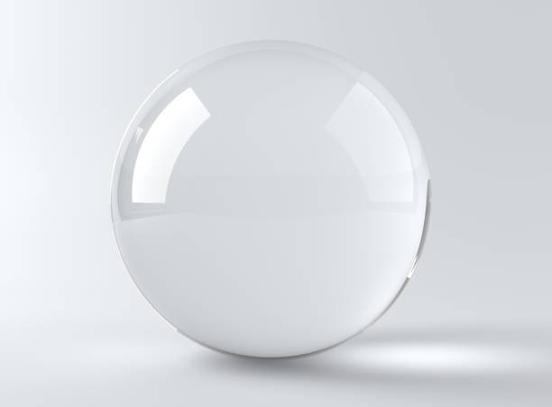 boule de cristal sur le fond blanc 3d render - sphere glass bubble three dimensional shape photos et images de collection