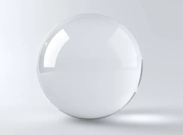 Photo of Crystal ball on white background 3D render