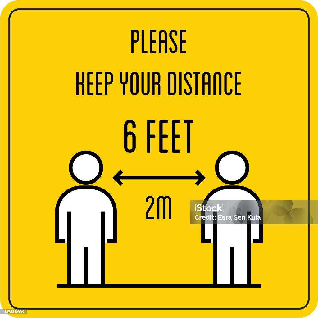 Keep Distance Pwd Please Keep Your Distance Concept With Editable Stroke Stock ...