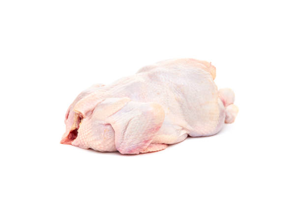 istock Fresh raw chicken carcass on a white background. 1272217051