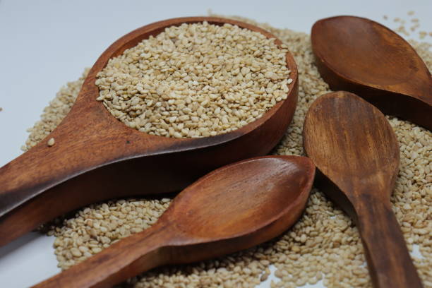 istock Organic natural Til Gul OR Sesame seeds over white background 1272221436