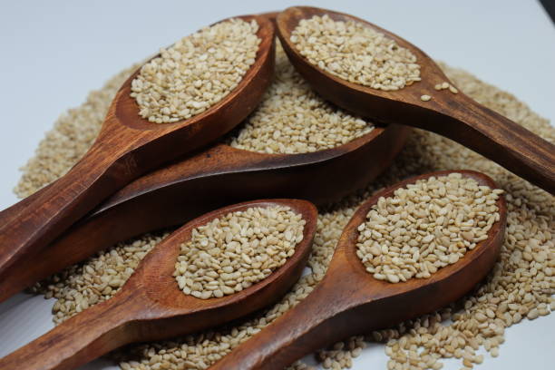 istock Organic natural Til Gul OR Sesame seeds over white background 1272223530