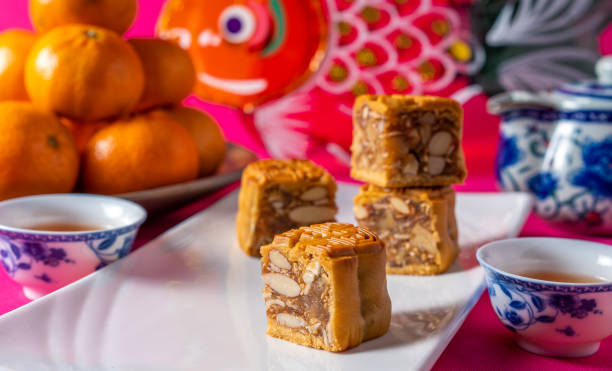 istock Cut up mooncake beauty shot with decoration 1272230751