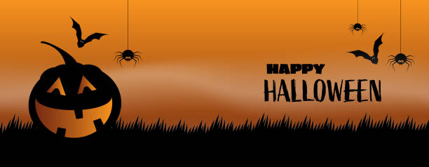istock Halloween decoration for celebration on orange background. Holiday party invitation poster, greeting card, party invitation, Vector illustration. 1272232939