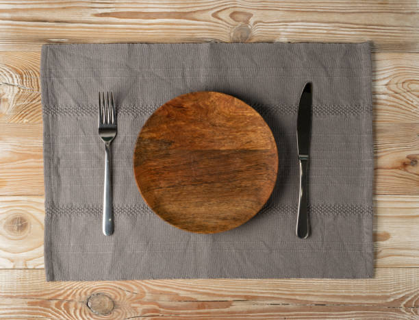 istock Empty Plate on White Wooden Table Top View with Copy Space 1272233164