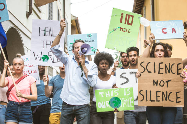 Activists demonstrating against global warming