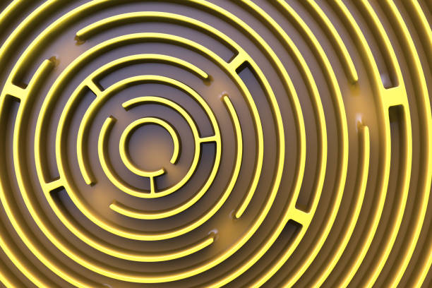 istock View from the top of the circular labyrinth. Yellow theme. 1272235764