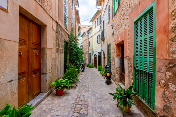 Architecture and narrow streets of Soller, Mallorca, Spain