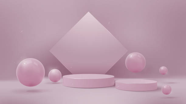 istock Pink podium with ball Sparkle color On pastel background, presentation concept Luxury products and promotions. 1272253801