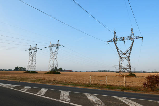 istock Group of electric pylons. 1272254114