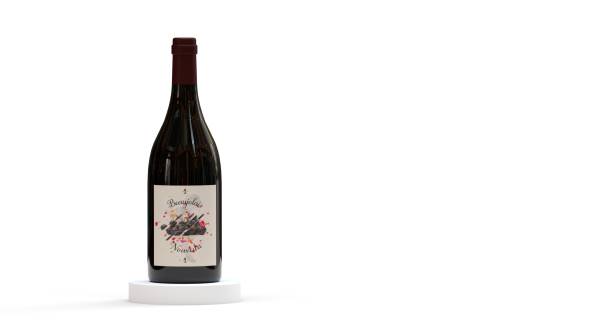 bouteilles de vin rouge sur le fond blanc - beaujolais nouveau photos et images de collection