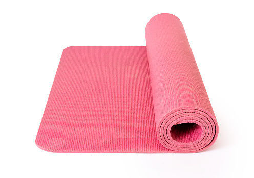 Pink Yoga Mat with clipping path.