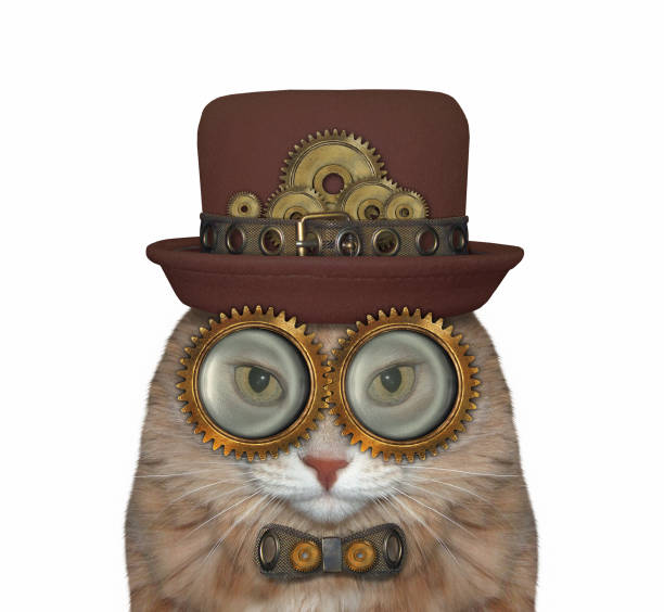 istock Cat steampunk in metal bow tie 1272261380