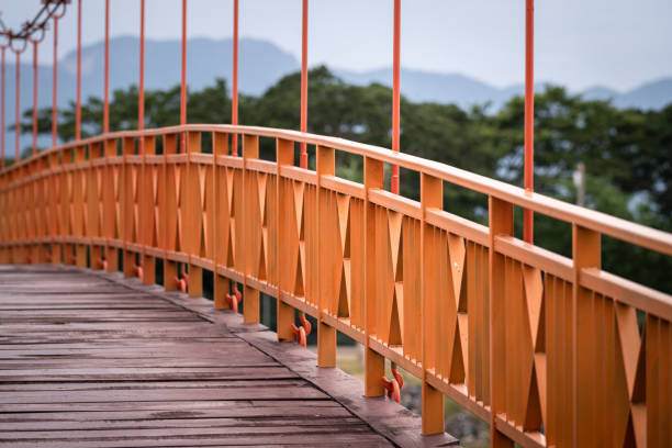 istock Orange steel structure suspension bridge. 1272269871
