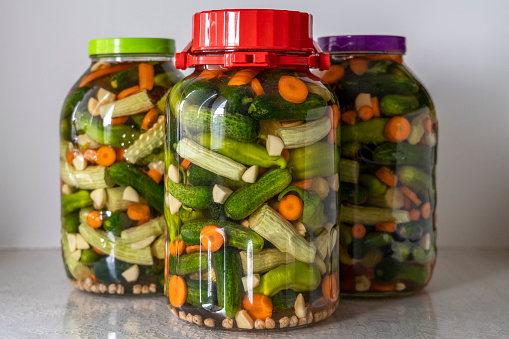 Homemade mixed vegetable winter pickles