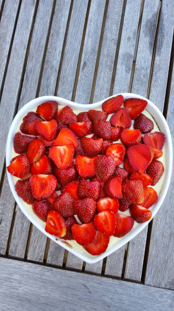 istock delicious strawberry heartbowl with vanilla pudding 1272275637