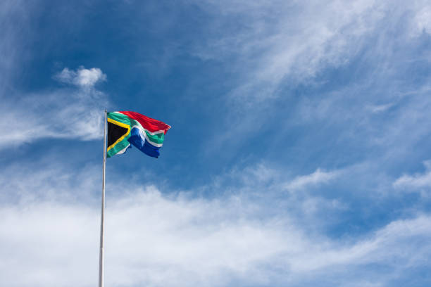 istock South Africa flag wavering on flag pole 1272275655