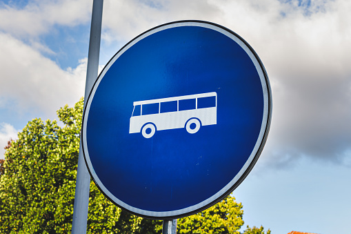 Bus traffic sign, city life, Portugal