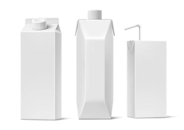 ベクタージュースミルク段ボールパッケージモックアップセット - ジュースパック点のイラスト素材／クリップアート素材／マンガ素材／アイコン素材