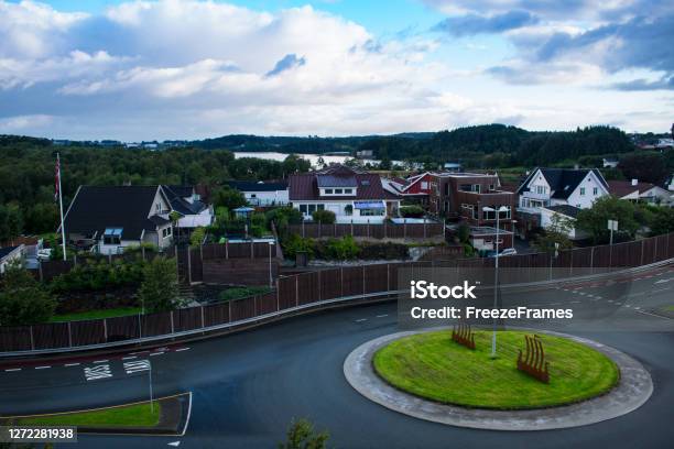 Double Rainbow Over Lake And Quite European Town Stavanger Norway Stock Photo - Download Image Now