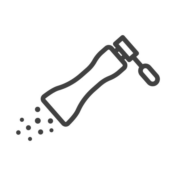 Pepper mill linear icon. Simple image. Isolated vector on white background. Pepper mill linear icon. Simple image. Isolated vector on white background angle-grinder stock illustrations