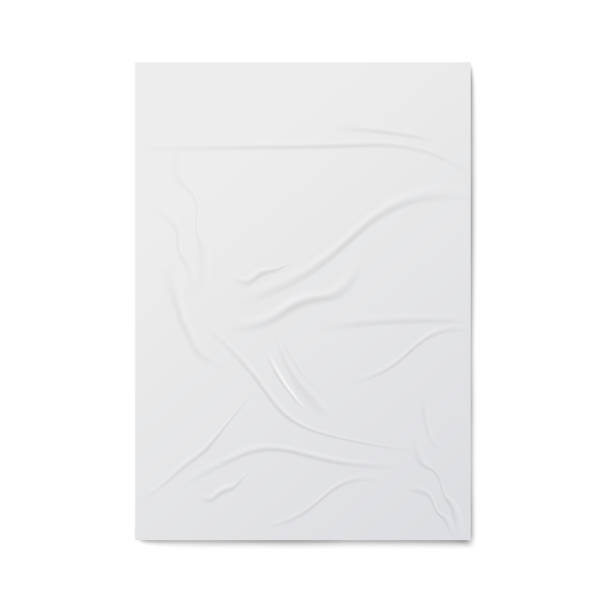 istock Creased and wrinkled poster realistic mockup, vector illustration isolated. 1272283436