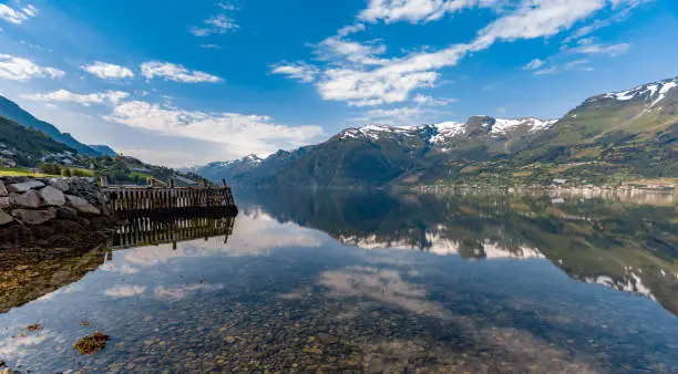 Photo of Breathtaking landscapes along the Hardanger fjord and its inner branches, in the traditional Hardanger district of Vestland in Norway.