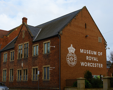 Worcester, United Kingdom - March 15 2020:  The exterior of the Museum of Royal Worcester on Severn Street