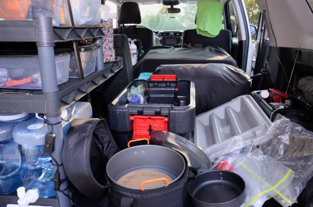 istock Back of overlanding vehicle with cooking supples 1272287586