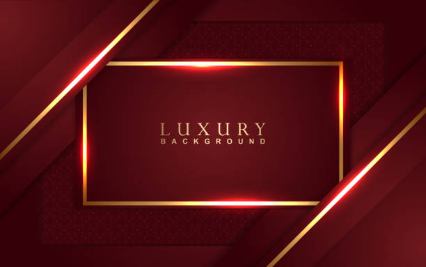 istock Luxury background design red and golden element decoration. Elegant paper art shape vector layout template 1272288379