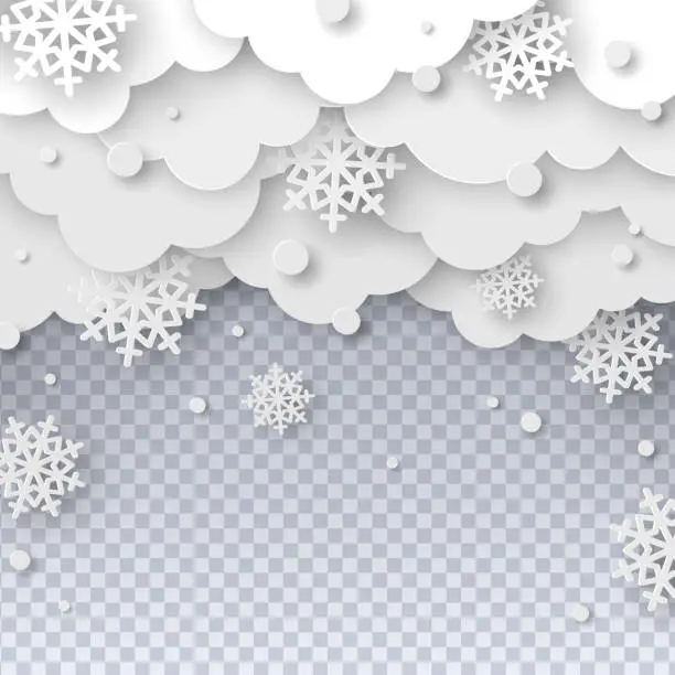 Vector illustration of Falling snow paper cut
