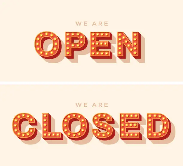 Vector illustration of We are open, close vector lettering