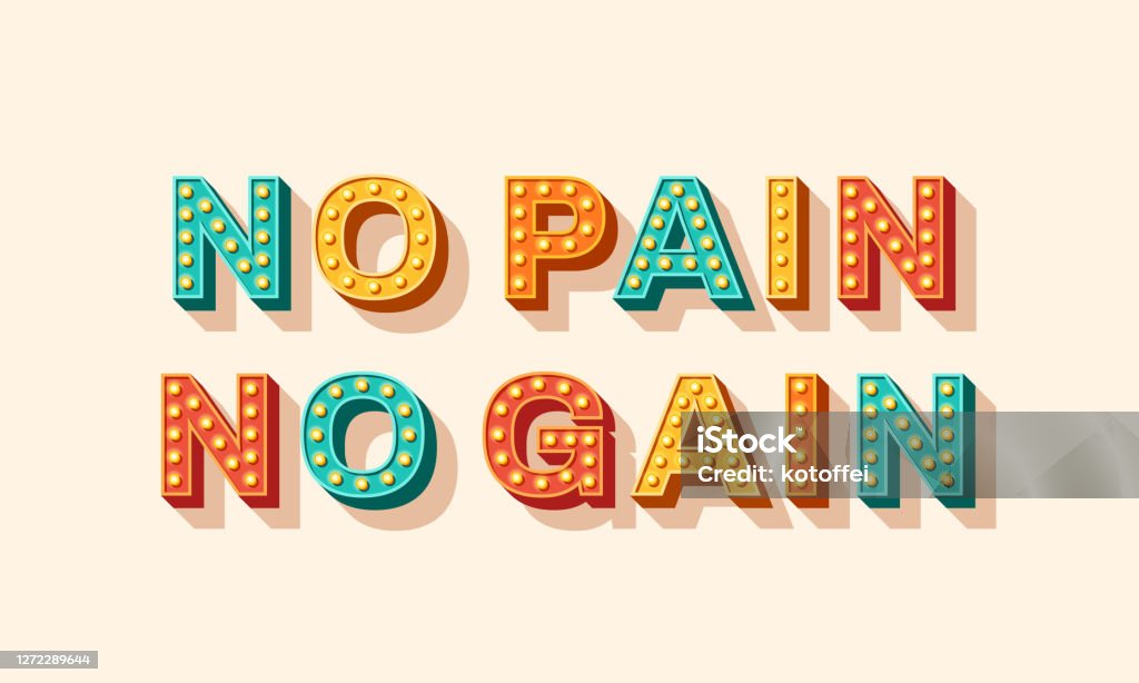 Slogan No Pain No Gain Stock Illustration - Download Image Now - Gym,  Health Club, Humor - iStock