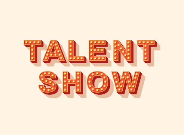 illustrazioni stock, clip art, cartoni animati e icone di tendenza di lettering vettoriale del talent show - jury entertainment