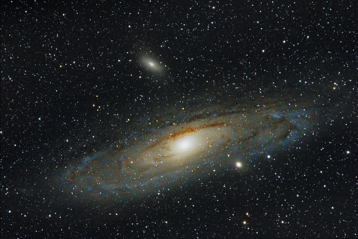 Andromeda galaxy with sattelite, shot at 840mm with equatorial mount