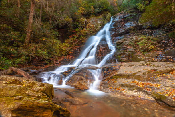 Georgia Waterfall on Autumn Morning stock photo