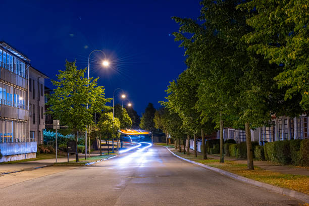 istock Suburban street on a summer night 1272293610