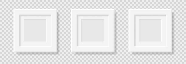 istock Mockup realistic square picture or photo frame black color isolated on transparent background for your design. Vector illustration. EPS10 1272293672