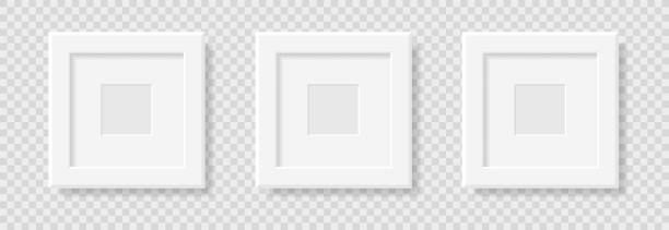 istock Mockup realistic square picture or photo frame black color isolated on transparent background for your design. Vector illustration. EPS10 1272293684