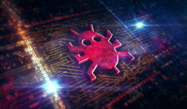istock Cyber crime with virus or worm symbol digital 3d illustration 1272296165
