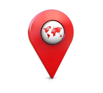 World Map with GPS Marker\nMap:https://visibleearth.nasa.gov/images/74218/december-blue-marble-next-generation