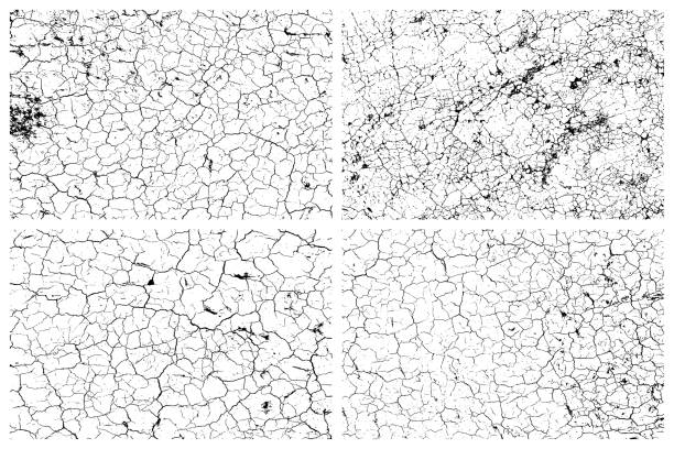 Dry cracked earth texture set Dry cracked earth texture set cracked stock illustrations