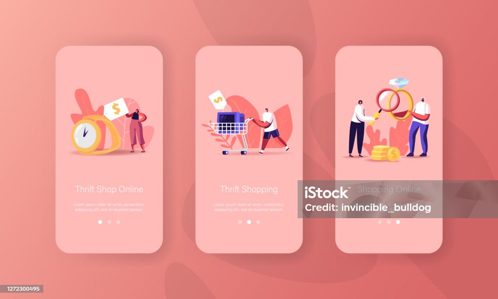 Pawn Or Thrift Shop Mobile App Page Onboard Screen Template Owner Character  Looking On Gold Ring With Precious Gem Stock Illustration - Download Image  Now - iStock