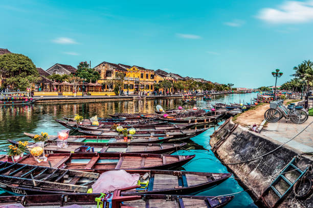 istock Boats standing in the river in Hoi an 1272306863