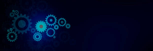 istock Large cog wheels on the headline background 1272308390