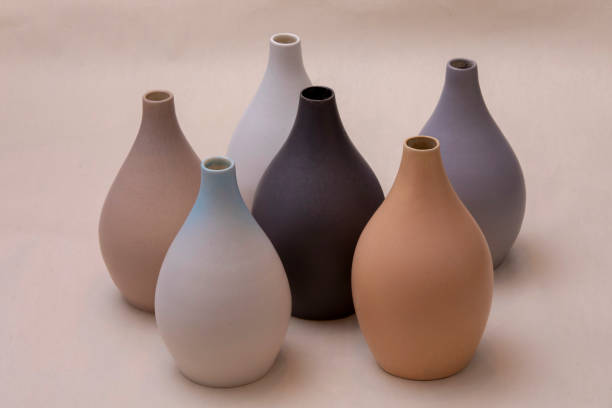 handmade minimal ceramics Multiple products where pastel colors meet ceramics ceramics stock pictures, royalty-free photos & images