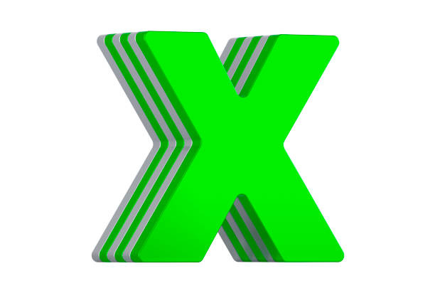 Plant letter X uppercase. 3D rendering of green plant font with spikes isolated on white background.