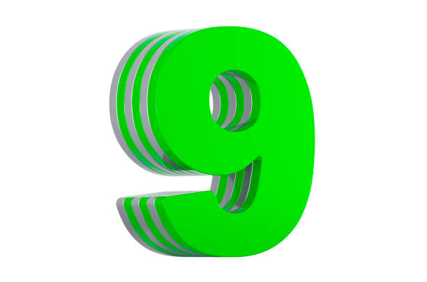 istock Green Number 9, layered font. 3D rendering isolated on white background 1272311460